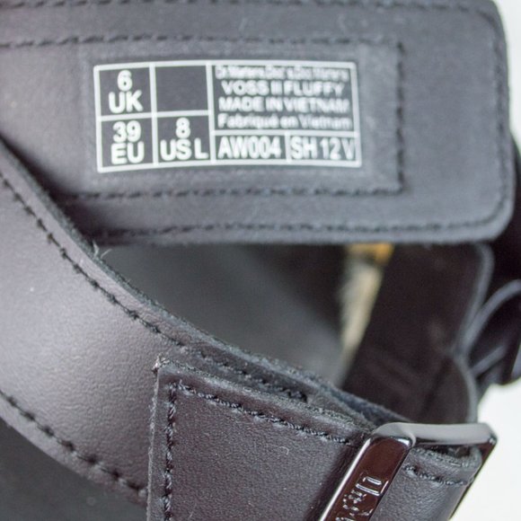 Dr. Martins Voss Fluffy Faux Fur Leather Sandals 8 - Picture 11 of 12